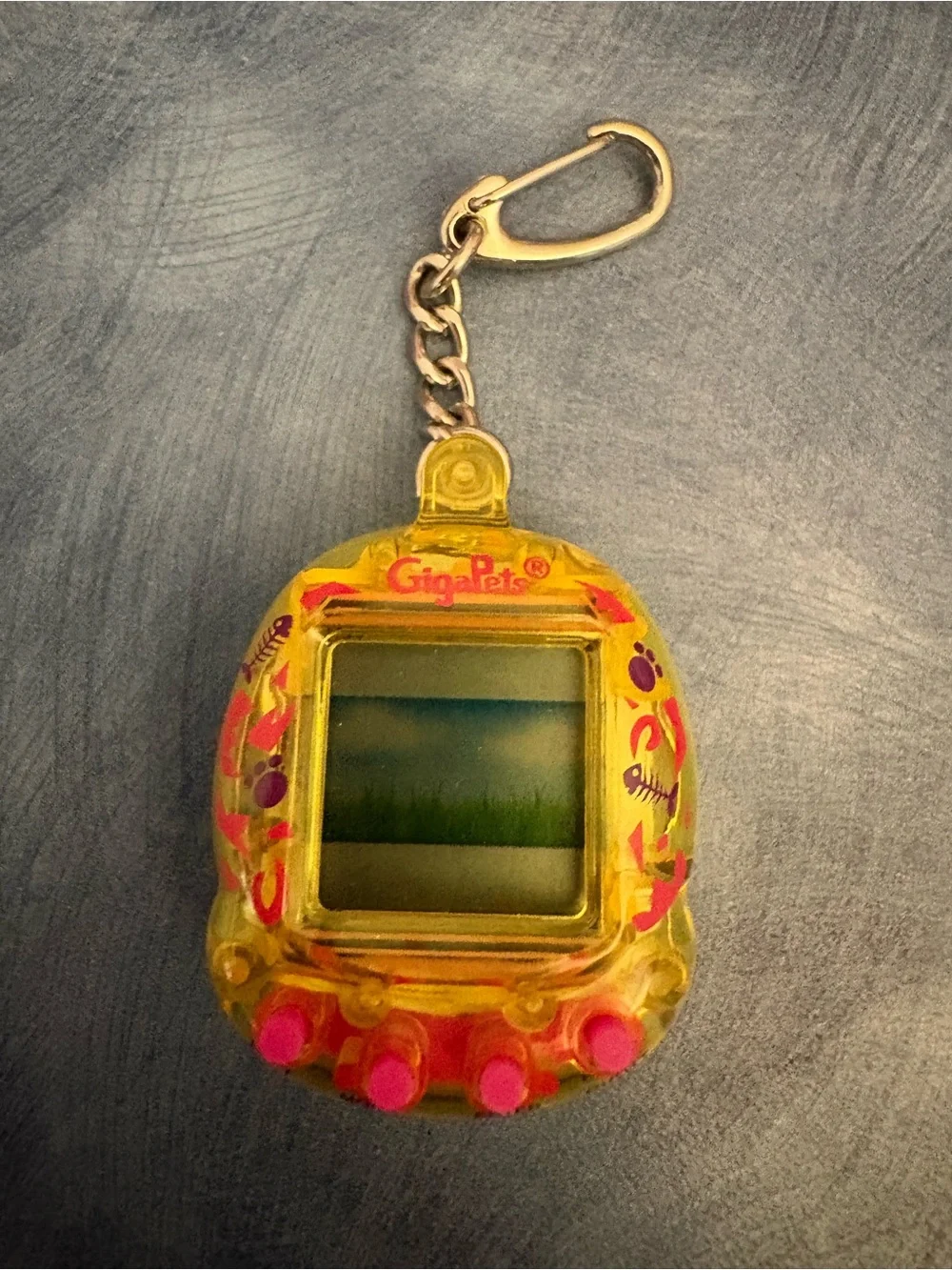 Yellow Virtual Pet Keychain by - Yellow/Pink